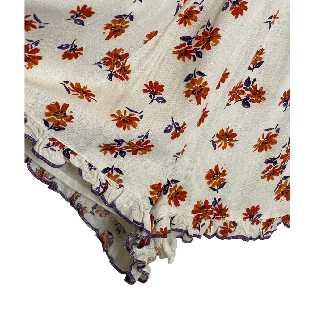 Urban Outfitters Floral Romper Womens Medium White Orange Excellent Linen Blend - Picture 15 of 16